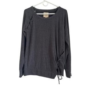 NWOT Chaser Gray Sweater with Lace-Up Shoulder & Side Detail, Women’s Medium